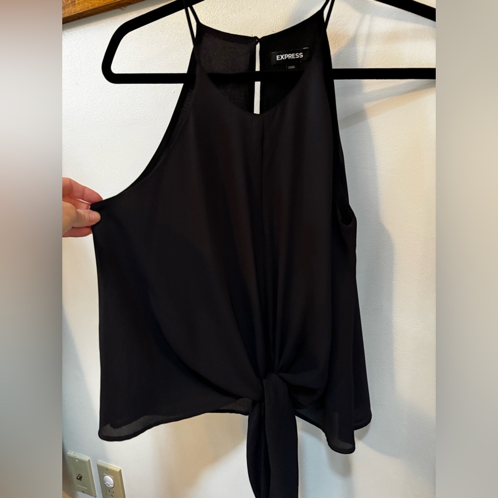 NWOT Express Eyelet Tie Halter, XS Black